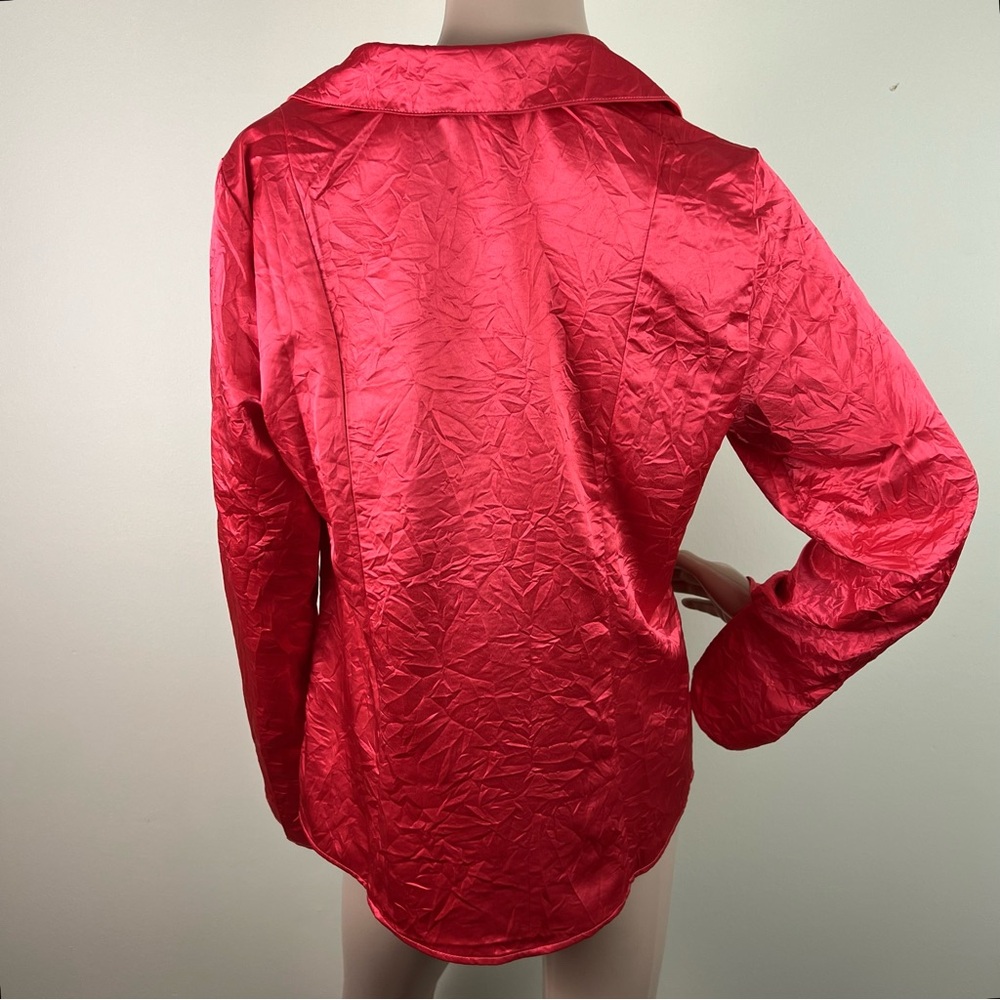 NEW FREE PEOPLE RED CRINKLE SATIN TOP - Picture 6 of 6